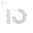 Zigzag buggle s shaped C hoop 14K Gold, Rose Gold, White Gold Stud Earrings