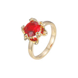 Solitario grandes anillos redondos de piedra en Oro de 18K, baño de Oro de 14K colores