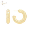 Brincos de argola em formato de C com textura de flor marquise em ouro 14K, ouro rosa e ouro branco