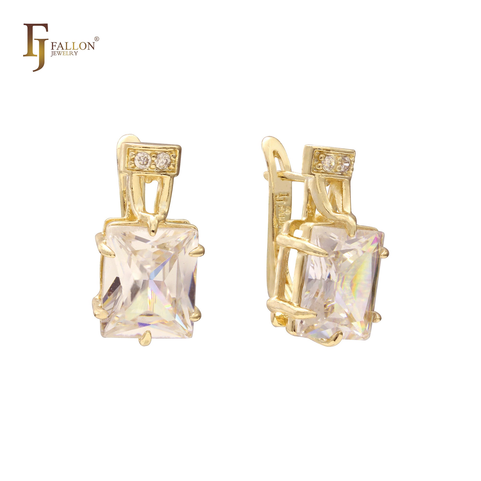 Pendientes grandes con circonitas coloridas y corte princesa