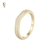 Cluster White CZs 14K Gold Wedding Set Rings