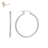 Textured Rope 14K Gold, Rose Gold, White Gold Hoop Earrings