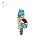 Colorful Mixed CZs Cluster 14K Gold, Rose Gold Pendant