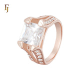 Asscher Cut solitaire white CZ Rose Gold Fashion Rings
