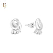 Skirt of white CZs cluster silver plated Stud Earrings