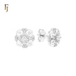 Small 9.3mm flower alternative white CZs Silver plated Stud Earrings