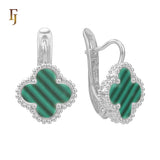 🔥 Rose Gold Russian Lock Earrings – Colorful Clover Enamel with Beaded Frame | Classic Non-Tarnish Jewelry by FJ