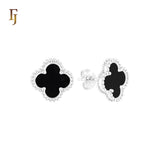 🔥 Lucky black clover Rose Gold stud earrings