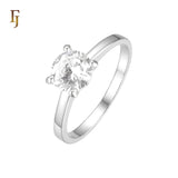 Round White CZ Solitaire Silver plated Engagement Rings