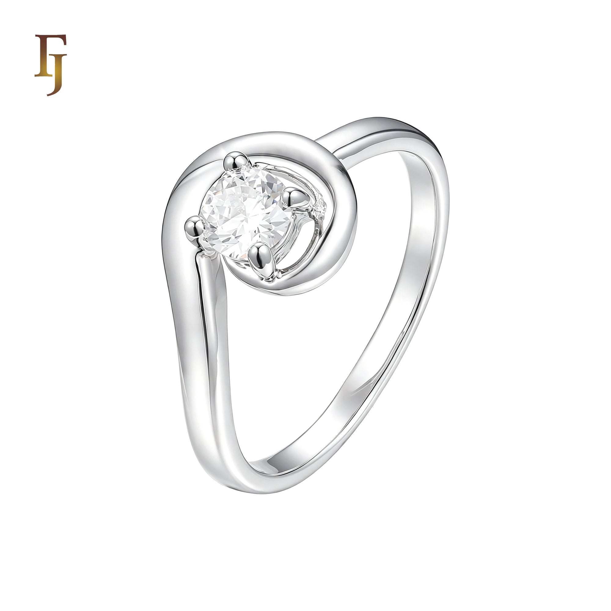 Spinning white Czs round solitaire Silver plated Engagement Rings