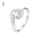 Spinning white Czs round solitaire Silver plated Engagement Rings