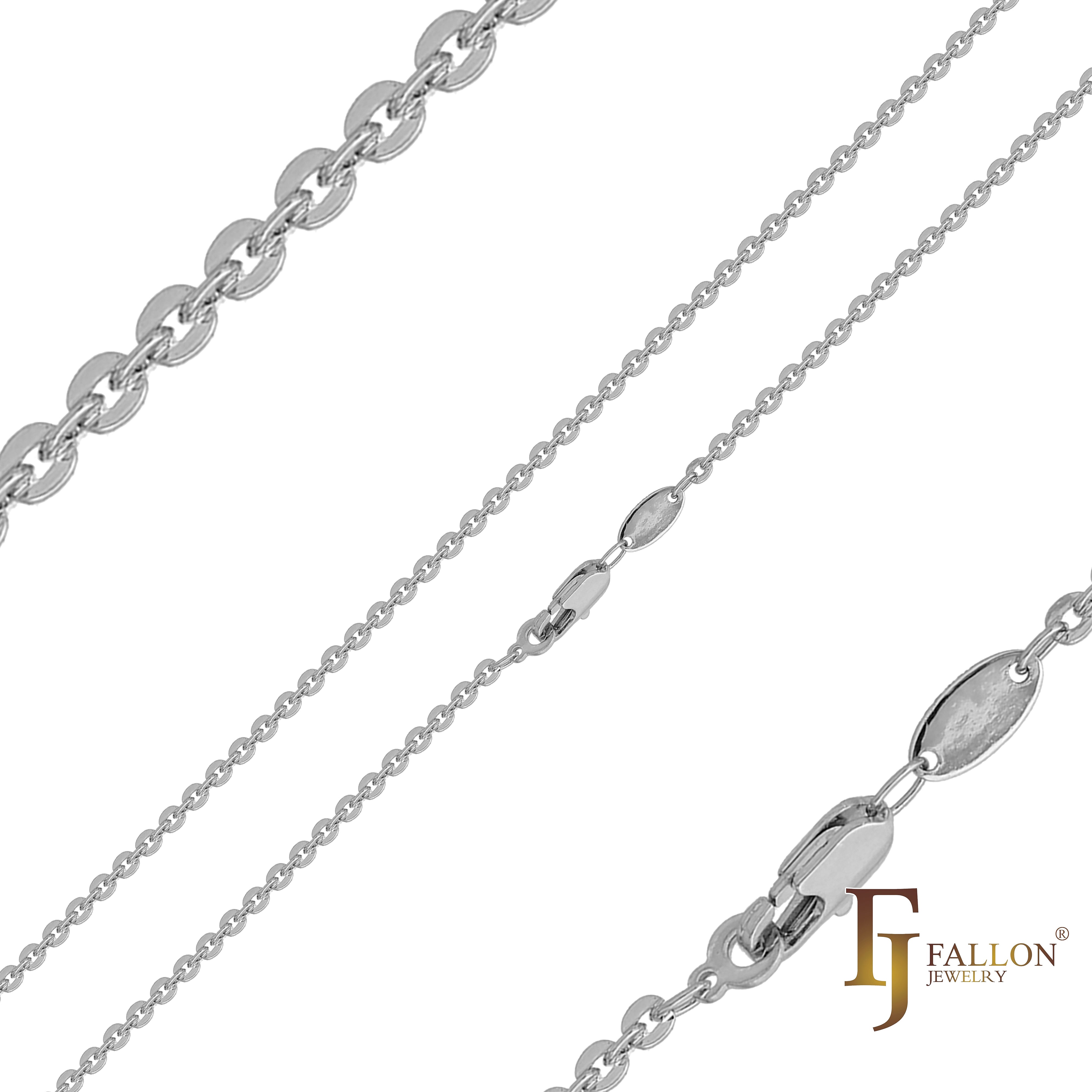 Hollow Disc cable rolo fancy link chains plated in 14K Gold, Rose Gold, White Gold