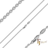 Hollow Disc cable rolo fancy link chains plated in 14K Gold, Rose Gold, White Gold