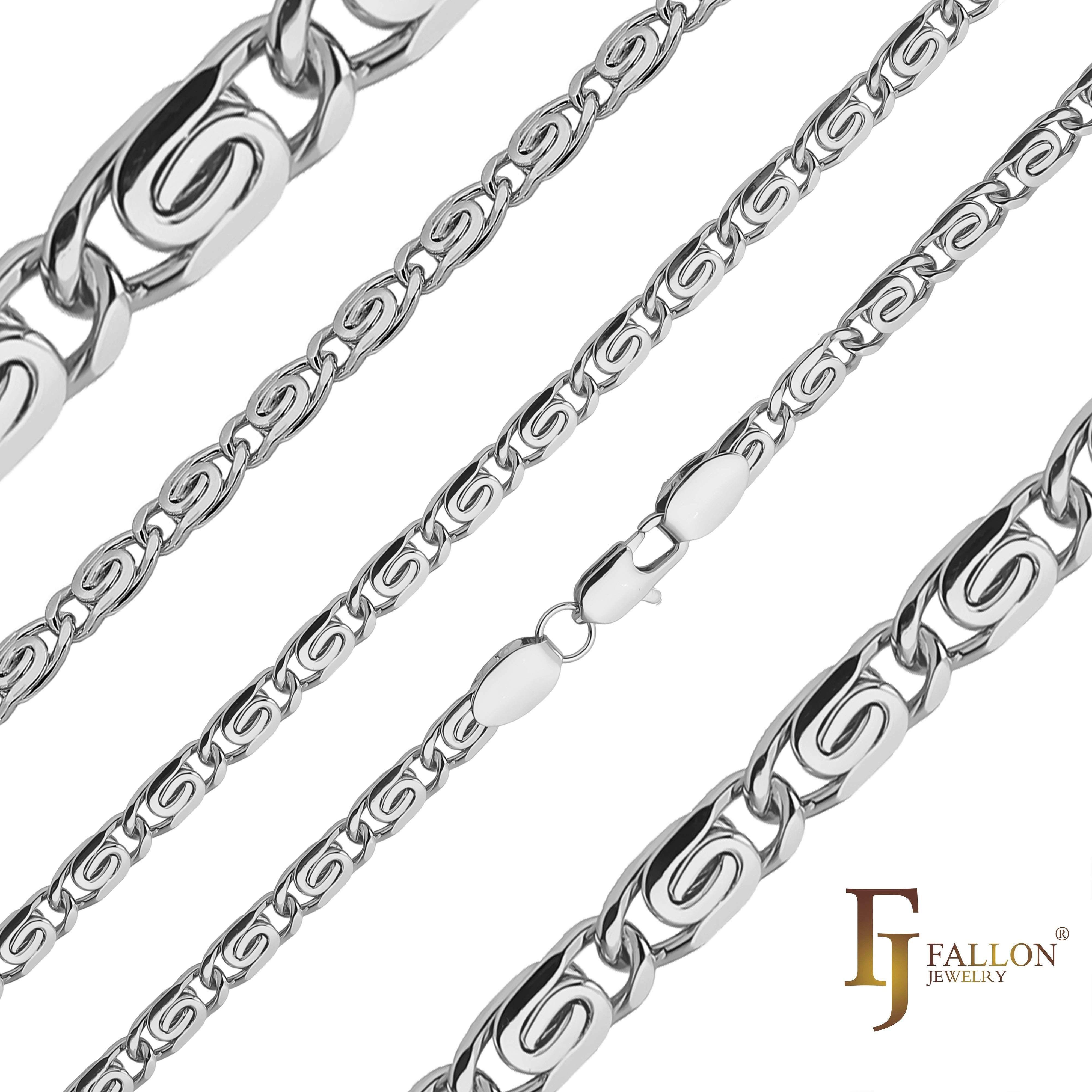 Classic rounded flank Snail link 14K Gold, White Gold chains