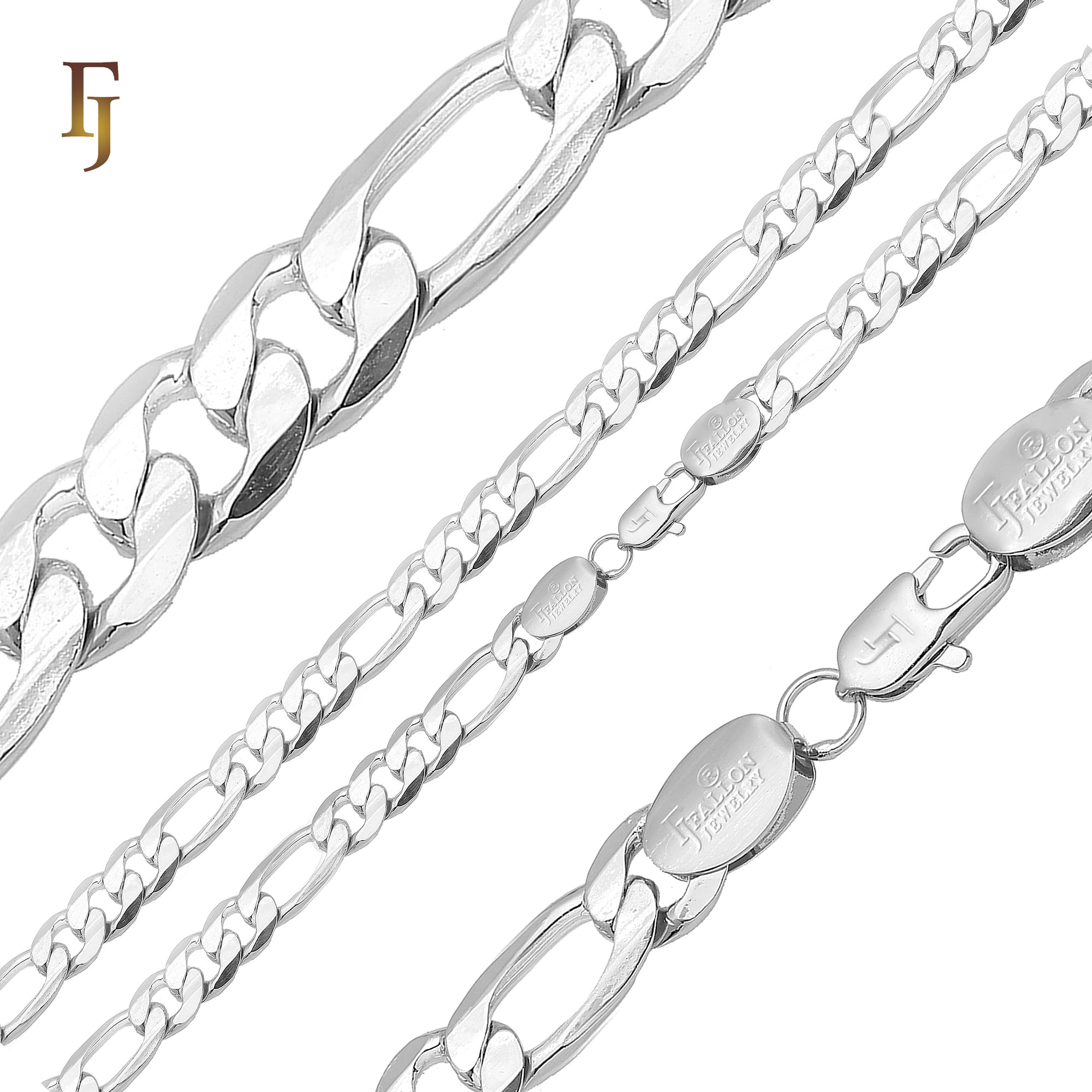 Classic Figaro Chain Necklace Bulk Order White Gold Plated Copper Jewelry Factory Supplier FJ Jewelry
