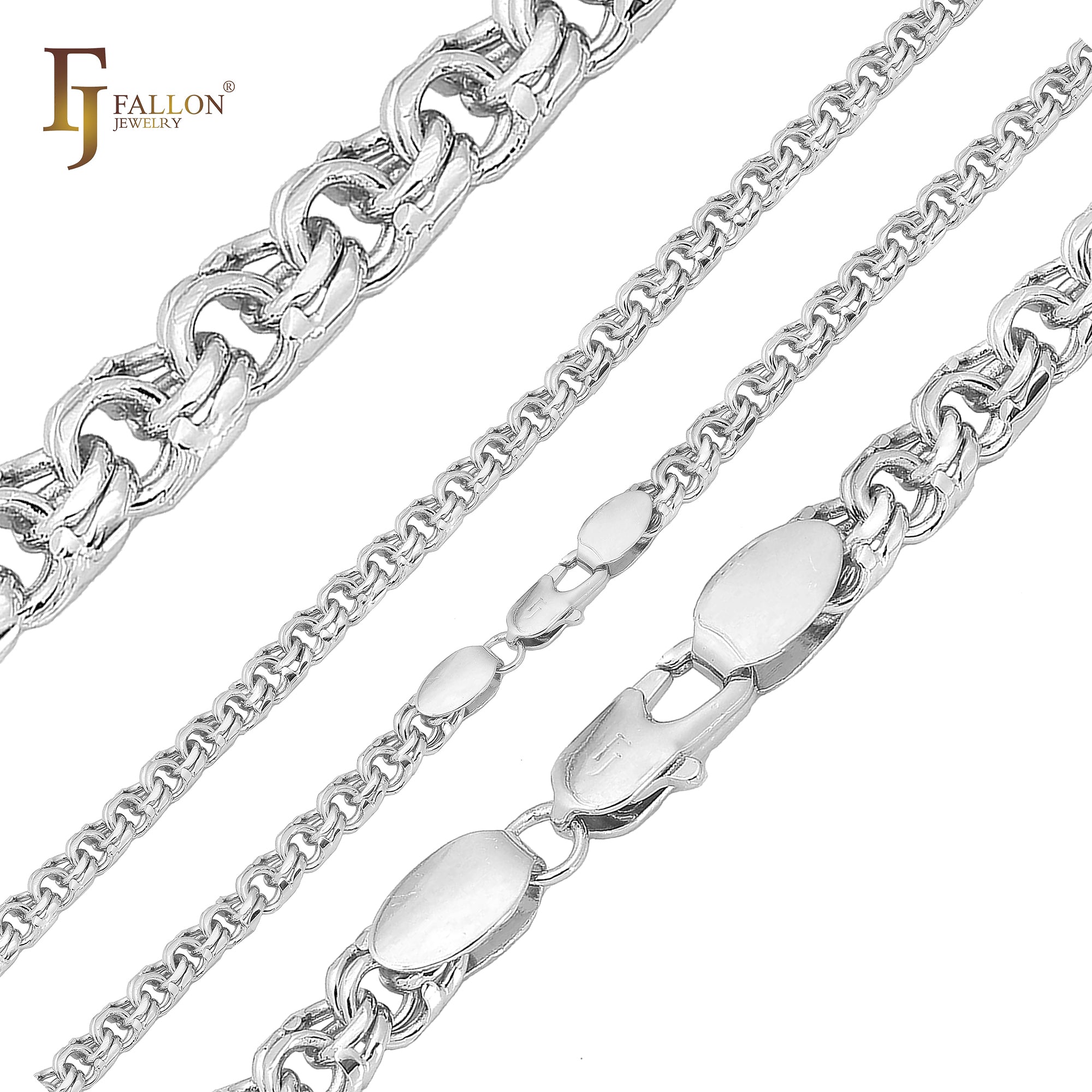 Bismarck spring double rolo link white Gold chains