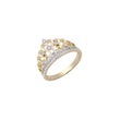 Luxuriöse weiße CZ-Cluster 14 Karat Gold, Roségold, zweifarbige Kronenringe