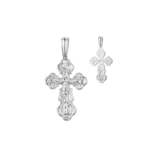 🔥 Orthodox cross budded pendant in Rose Gold, White Gold plating colors