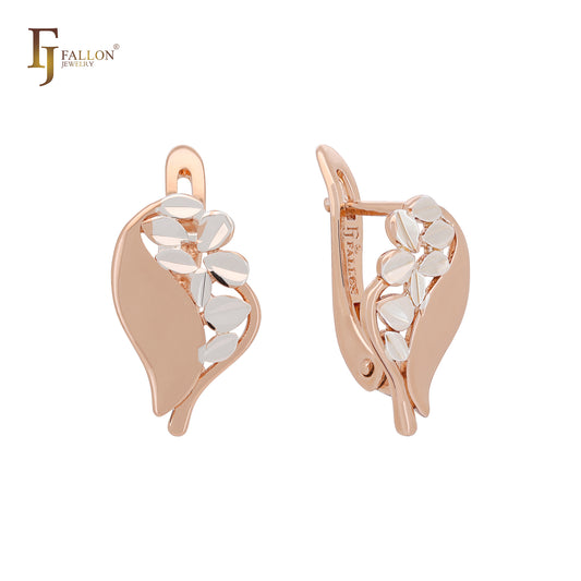 Half Heart of silver leaves Rose Gold Clip-On Earrings