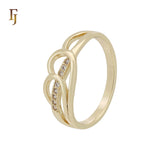 Gold Plated CZ Infinity Ring | Elegant Interlocking Loops Ring for Women | Dainty Open Design Promise Jewelry | FJ Jewelry