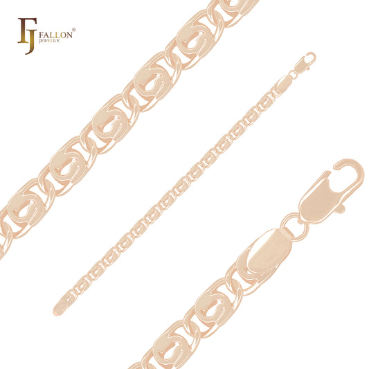 Lock Key hole shaped Hollow Snail link Rose Gold Chain