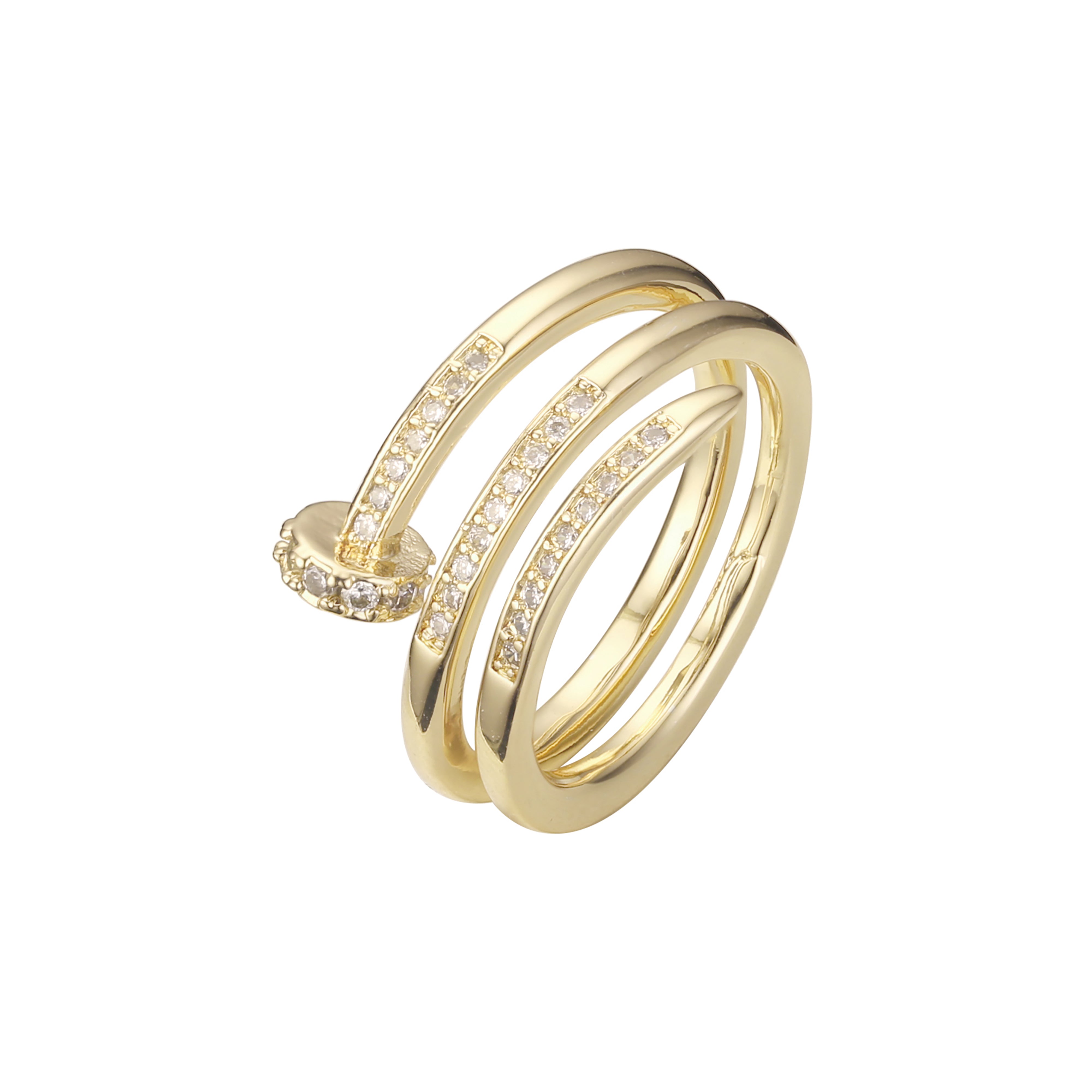 Luxuosa fita colorida CZ ouro 14K, ouro 18K, ouro rosa Fashion Rings