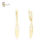 Marquise filigree drop Rose Gold Russian Lock Earrings