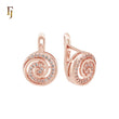 Spinning lolipop of white Czs Rose Gold Russian Lock Earrings