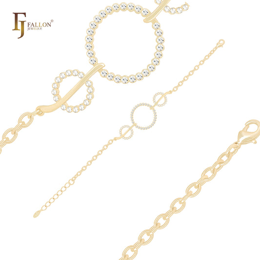 Rings halo paved cluster white CZs 14K Gold Bracelets