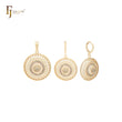 Circle sunflower halo white CZs 14K Gold Jewelry Set with Pendant