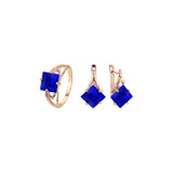 Anéis solitários de pedra lapidada em esmeralda ouro 14K, conjunto de joias em ouro branco