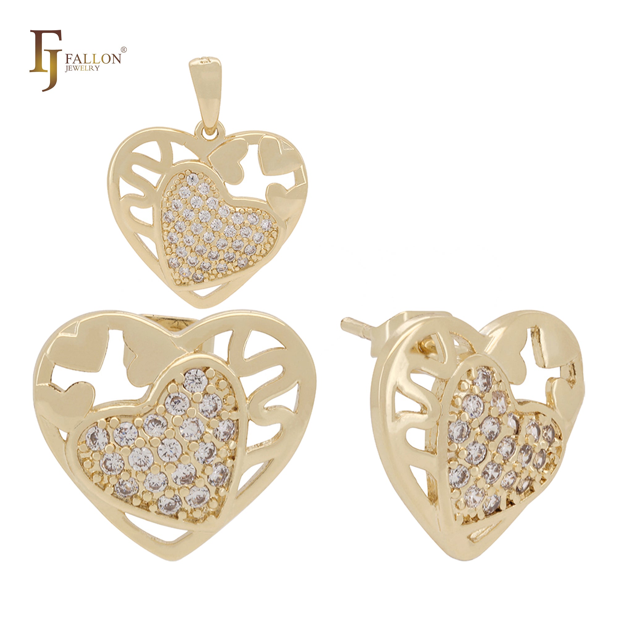 White CZs cluster Rose Gold heart in heart set