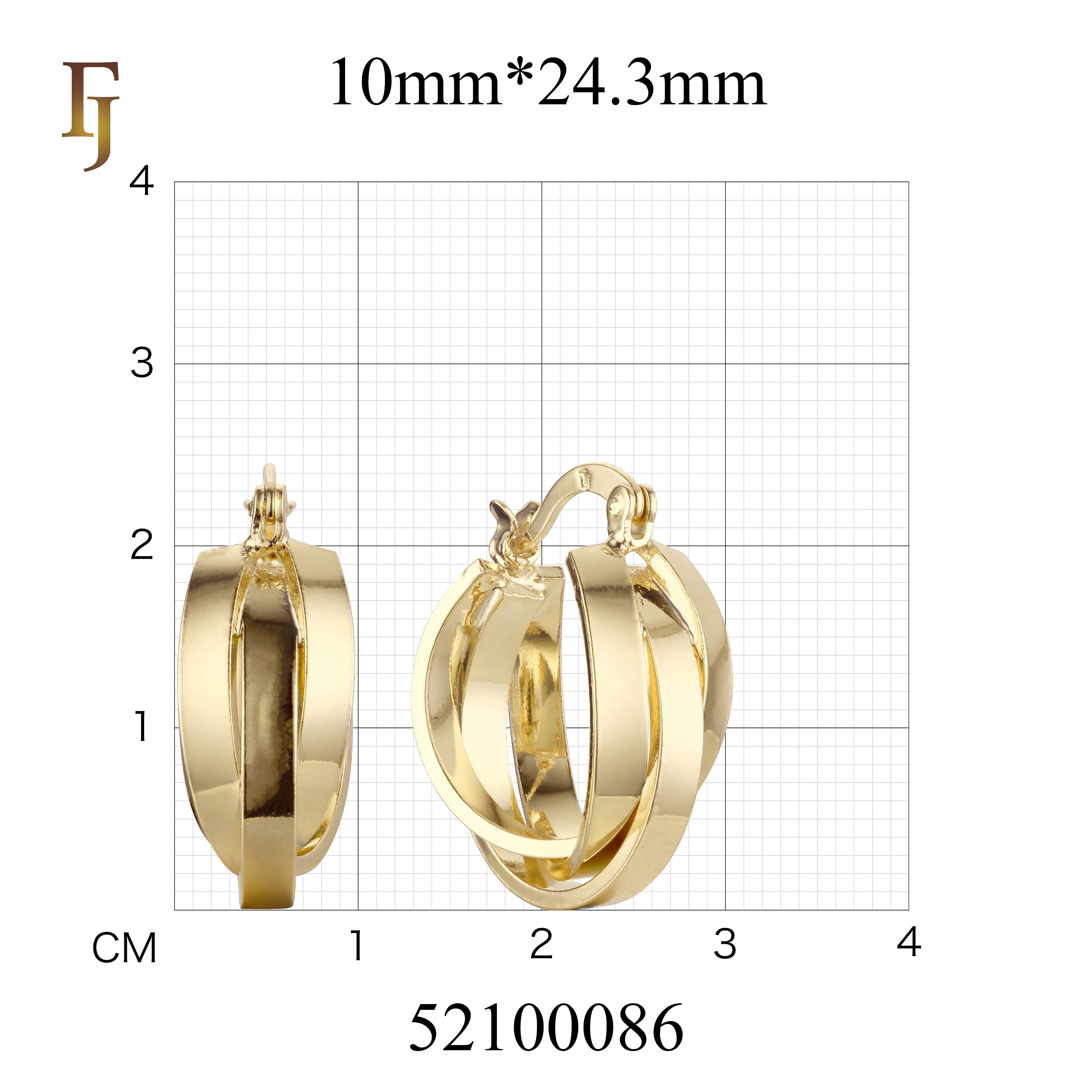 Gold Triple Hoop Earrings for Women – Intertwined Bold Statement Hoops – FJ Jewelry