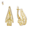 Geometric Filigree Russian Lock Earrings in Gold Plating with Three-Dimensional Design – FJ Jewelry