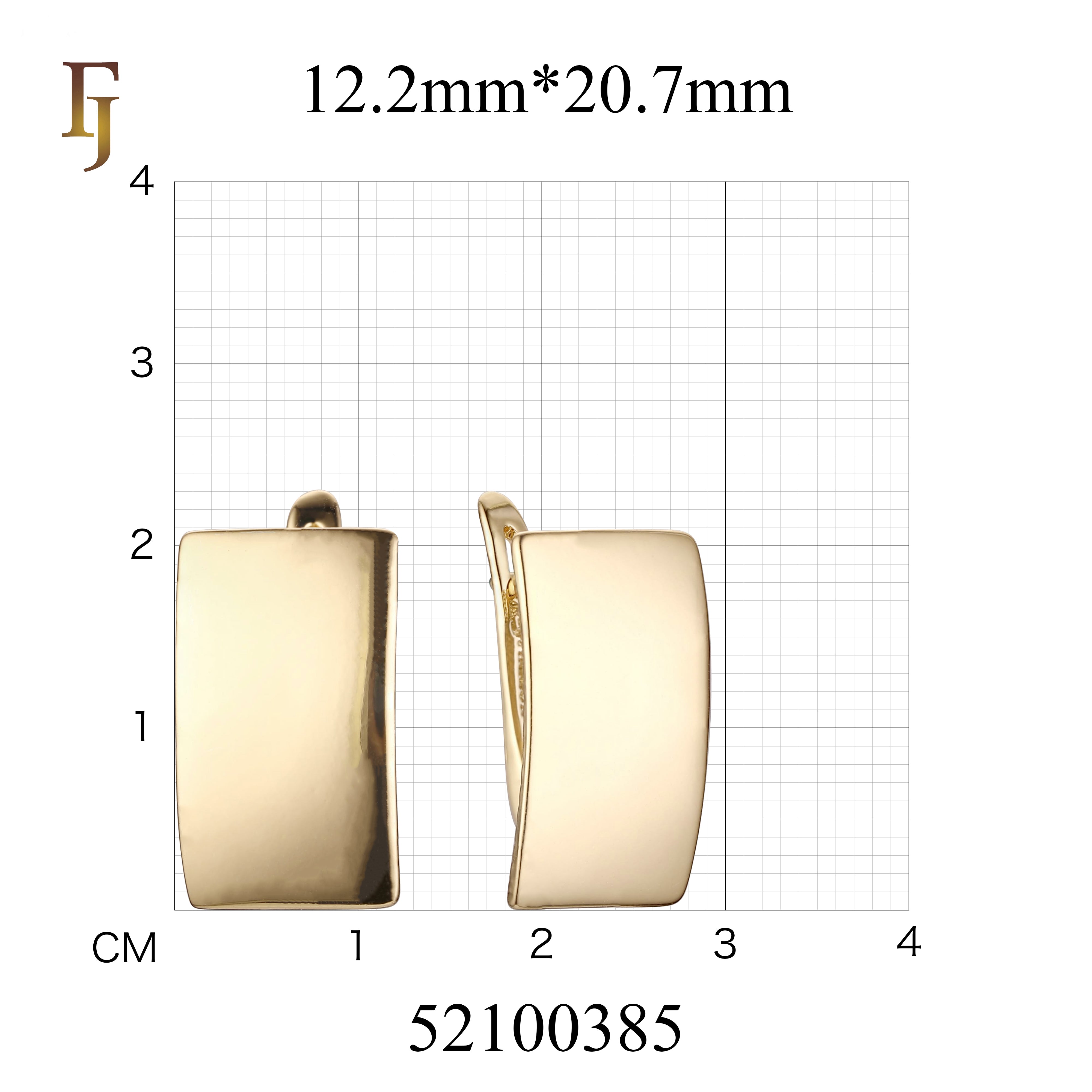.Rufina's Shield - 585 Rose Gold, 14K Gold Simple Flat Square High Quality FJ Jewelry earrings