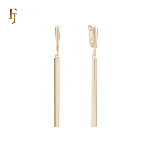 Gold Plated Long Bar Russian Lock Earrings in Minimalist Design for Elegant Daily Wear