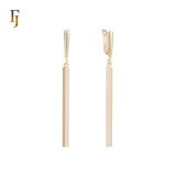 Gold Plated Long Bar Russian Lock Earrings in Minimalist Design for Elegant Daily Wear