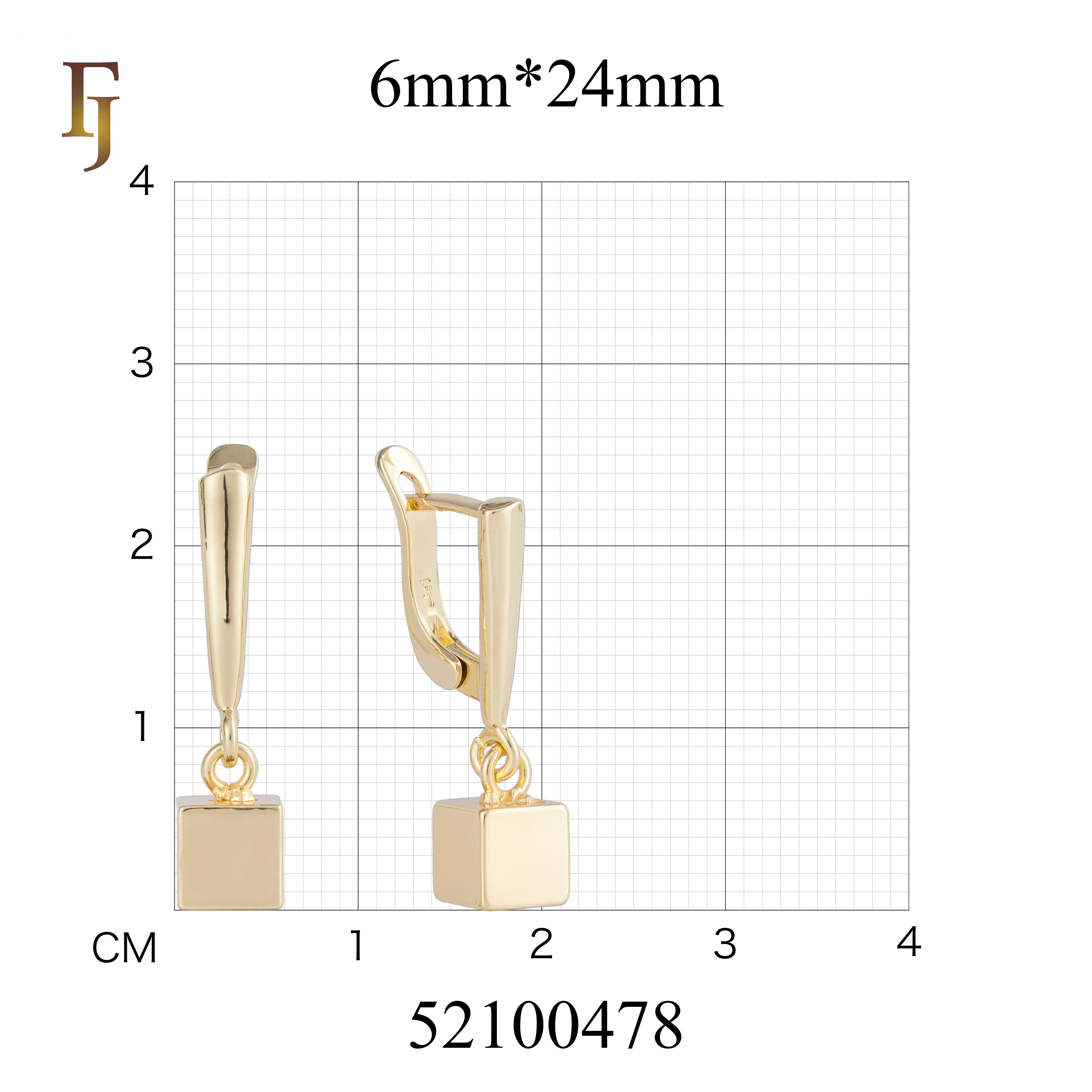 Geometric Cube Russian Lock Earrings – Minimalist Gold-Plated Dangle Design – FJ Jewelry