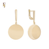 Rose Gold-Plated Russian Lock Earrings with Minimalist Polished Disc Drop – FJ Jewelry