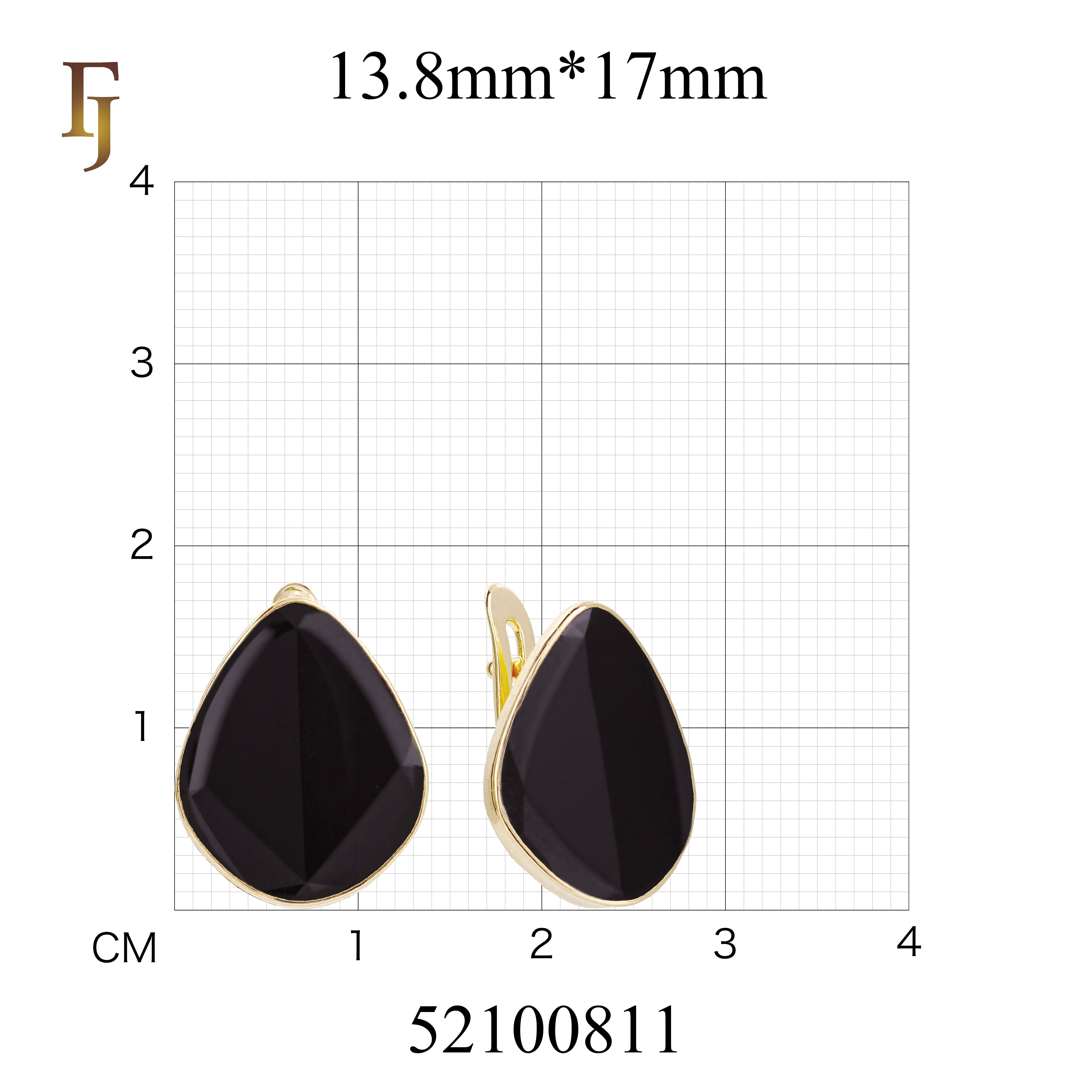 Teardrop Black Stone Russian Lock Earrings in Rose Gold Plating – FJ Jewelry