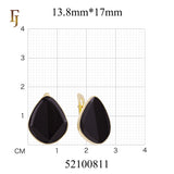 Teardrop Black Stone Russian Lock Earrings in Rose Gold Plating – FJ Jewelry