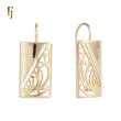 Filigree Rectangle Wire Hook Earrings – Gold-Plated Lightweight Dangle Design – FJ Jewelry