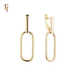 Geometric Link Russian Lock Earrings – Gold-Plated Minimalist Dangle Style – FJ Jewelry