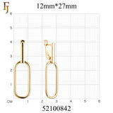 Geometric Link Russian Lock Earrings – Gold-Plated Minimalist Dangle Style – FJ Jewelry