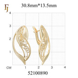 Gold Plated Russian Lock Earrings – Leaf Shape Filigree Drop Design | Non-Tarnish Elegant Jewelry by FJ