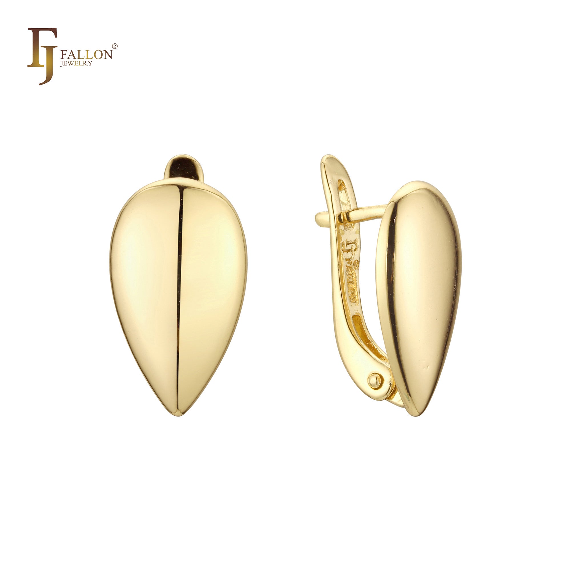 Oval rounded beads 14K Gold Russian Lock Earrings