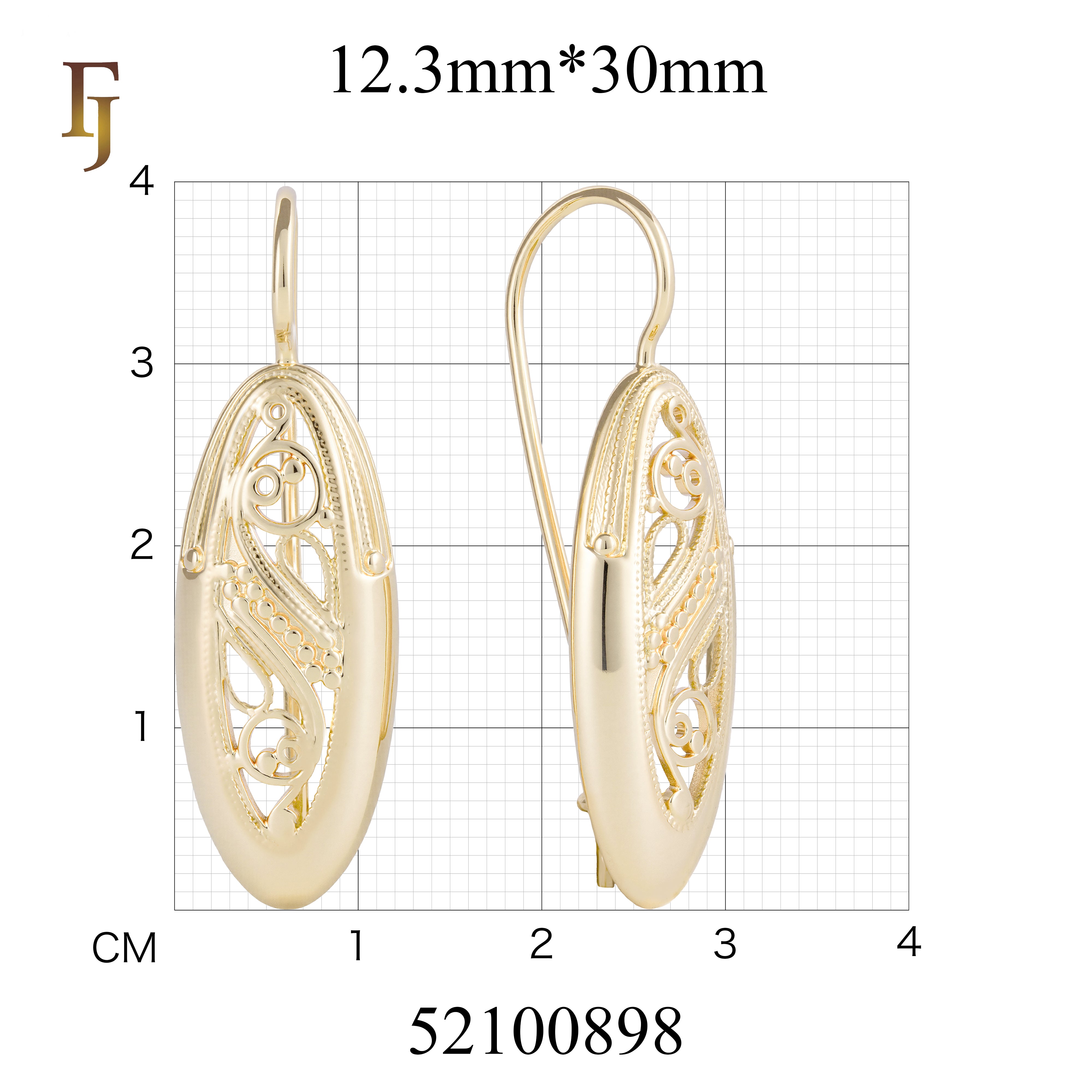 Oval wavy filigree 14K Gold, Rose Gold Wire hook earrings