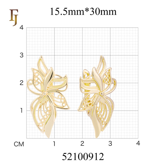 Orchid-Inspired Russian Lock Earrings in Gold Finish – Elegant Floral Drop Earrings – FJ Jewelry