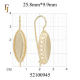 Gold Wire Hook Earrings – Marquise Oval Drop with Lattice Frame | Lightweight Fashion Jewelry by FJ