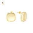 Rounded Squared shaped 14K Gold Stud Earrings